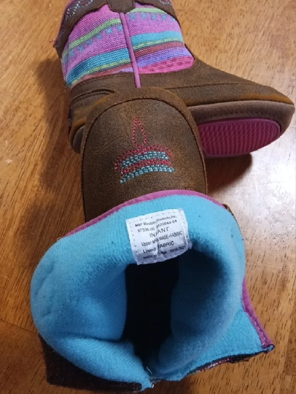 Girls Baby Walker Boots with Colorful Stripe Shaft Infant Size